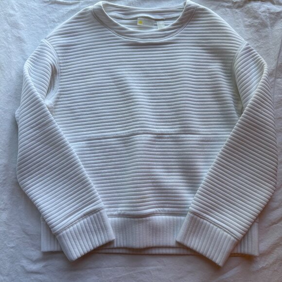 Zella Girls White Ribbed Long Sleeve Pullover Sweatshirt XL 14/16 Polyester - Picture 2 of 7